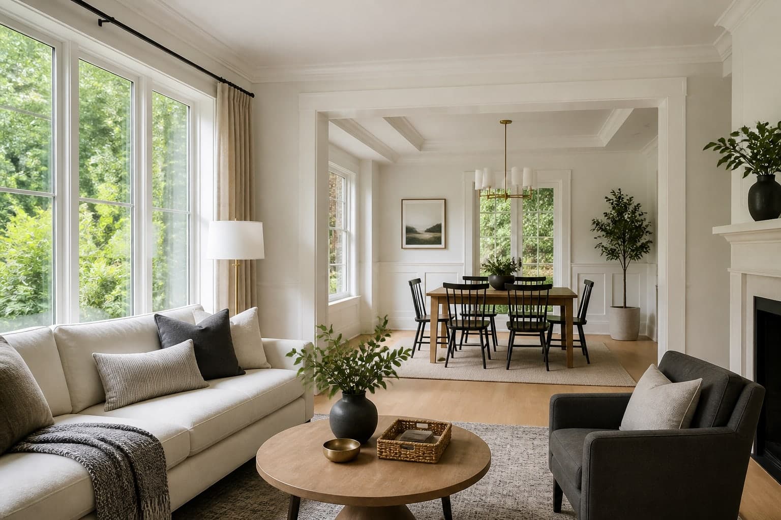 Refined living room professionally prepared for market